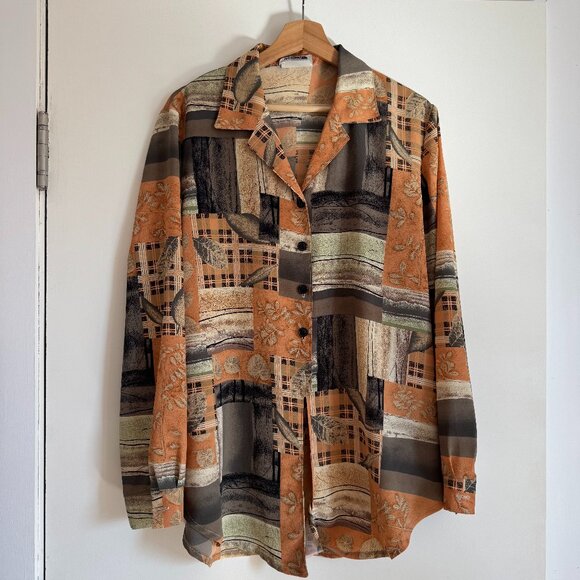 Clandestine printed button down top - Picture 1 of 4
